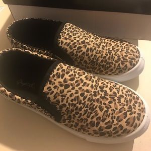 Leopard print slip on sneakers